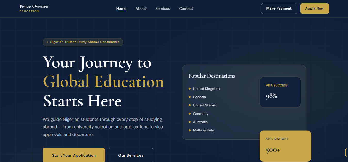Peace Oversea Overseas Services built by Bigg3rly Labs